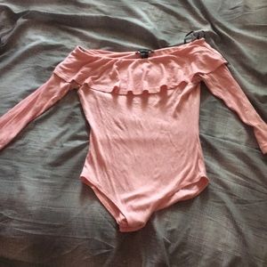 off the shoulder bodysuit with ruffles!
